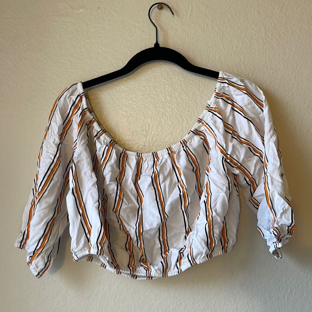 Cropped off the shoulder long sleeve top